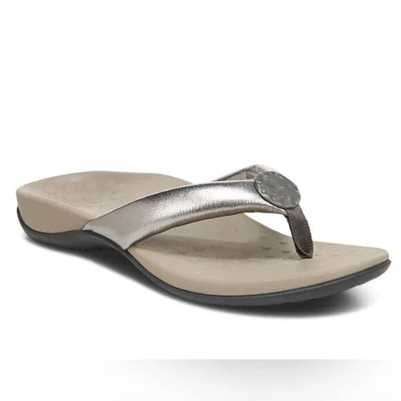 Vionic Lida Thong Sandals Flip Flops Metallic Comfort - Picture 1 of 12